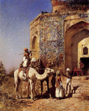 Old Blue Tiled Mosque, Outside of Delhi, India by Edwin Lord Weeks — group oil painting wall art, Orientalism