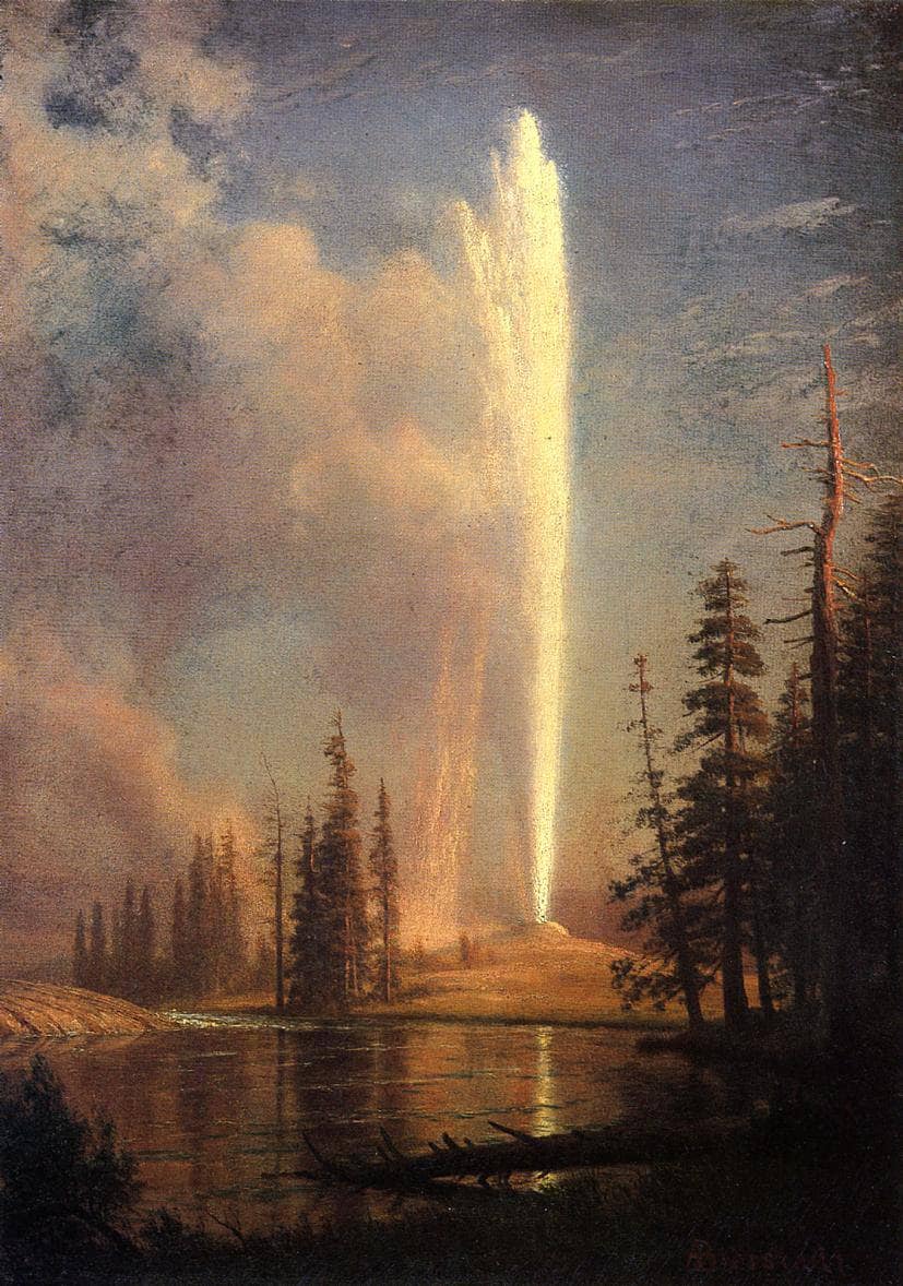 Old Faithful by Albert Bierstadt — hand-painted botanical oil painting reproduction on canvas