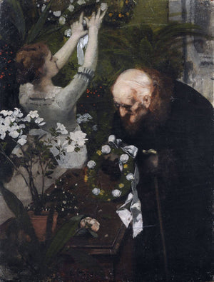 Old gentleman in the flower shop - Karl Gussow