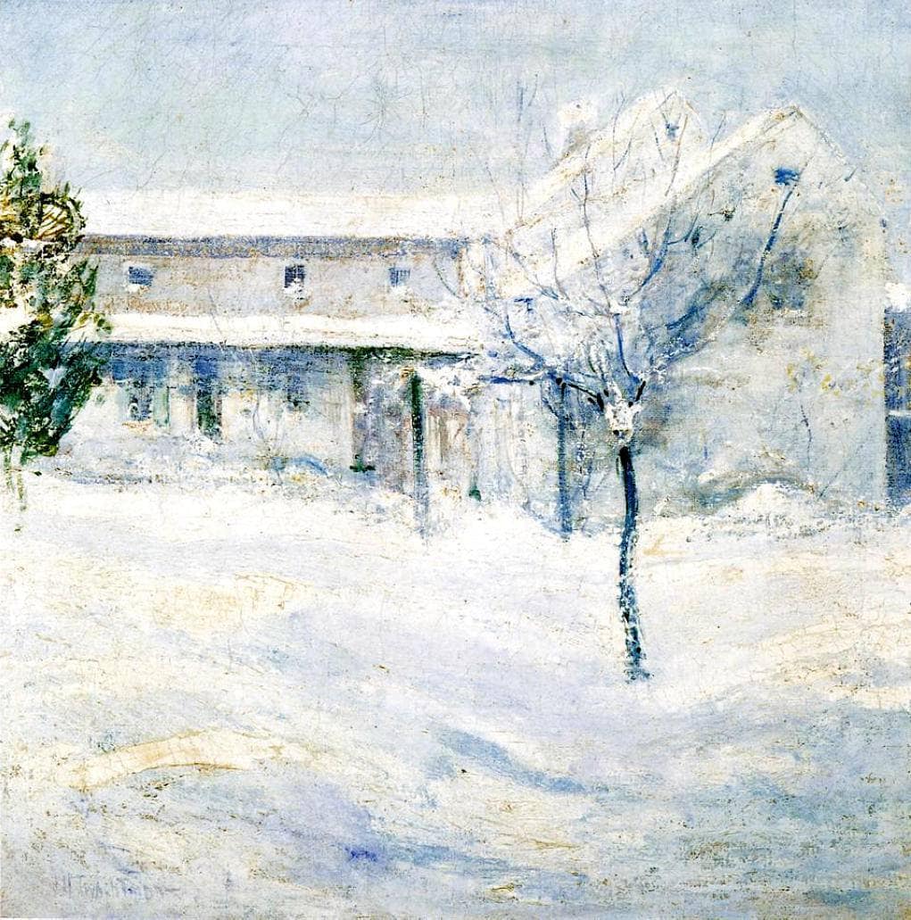 Old Holley House by John Henry Twachtman — hand-painted architectural oil painting reproduction on canvas