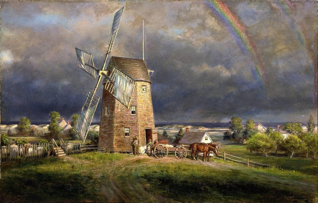 Old Hook Mill, Easthampton by Edward Lamson Henry — hand-painted landscape oil painting reproduction on canvas