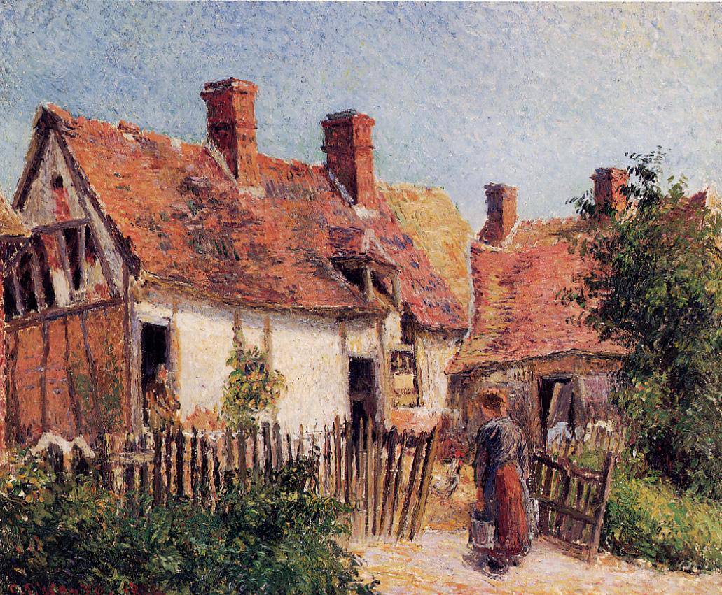 Old Houses at Eragny - Camille Pissarro