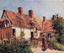 Old Houses at Eragny by Camille Pissarro — vintage oil painting wall art, Impressionism