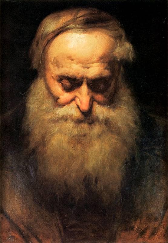 Old man's head by Jan Matejko — hand-painted portrait oil painting reproduction on canvas