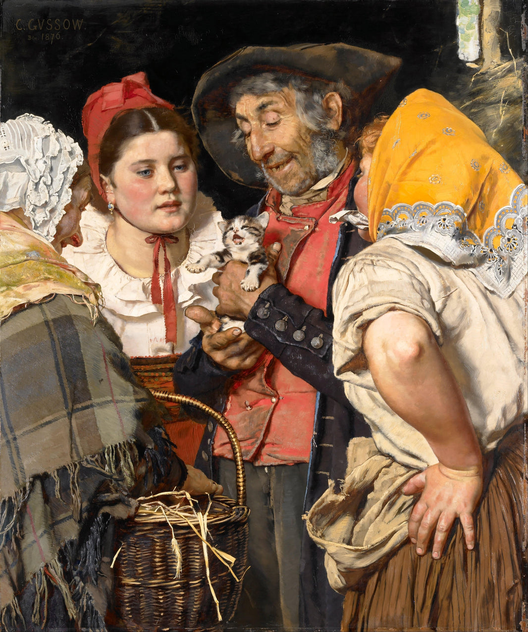 Old Man's Treasure (The cat) by Karl Gussow — hand-painted portrait oil painting reproduction on canvas
