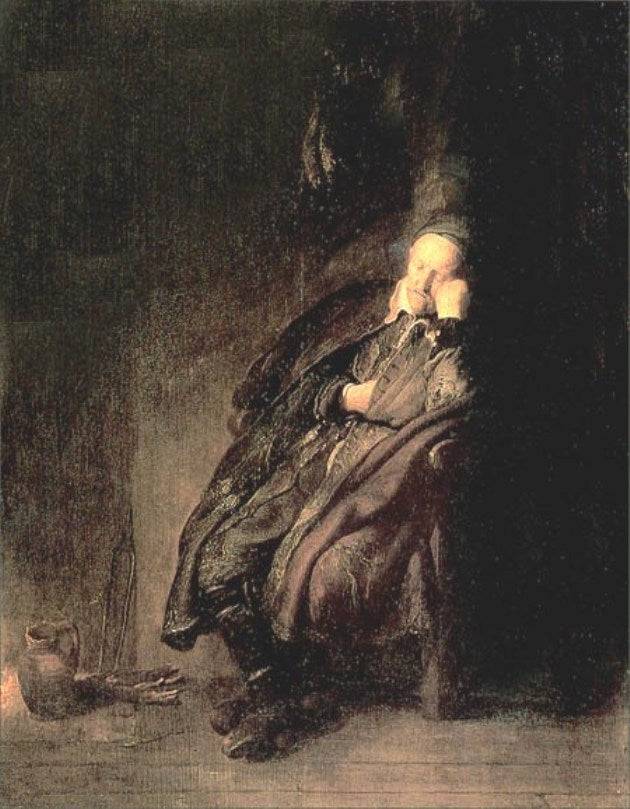 Old man Sleeping - Rembrandt