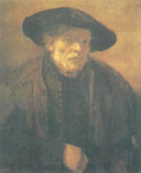 Old man with a Beret by Rembrandt — hand-painted portrait oil painting reproduction on canvas