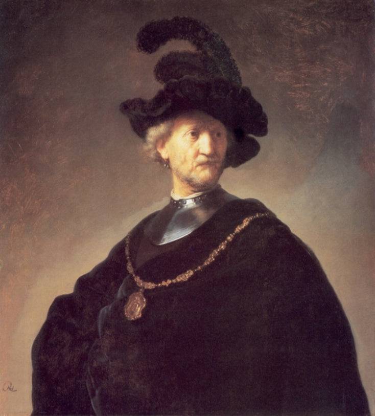 Old Man with a Black Hat and Gorget - Rembrandt