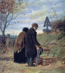 Old Parents Visiting the Grave of Their Son by Vasily Perov — male oil painting wall art, Realism