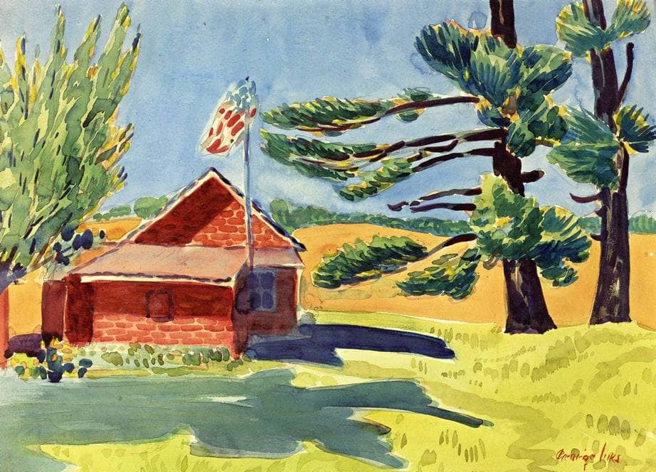 Old Schoolhouse, Ryders by George Luks — hand-painted botanical oil painting reproduction on canvas