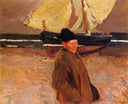 Old Valencian Fisherman by Joaquín Sorolla — hand-painted nautical oil painting reproduction on canvas
