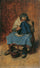 Old Venetian, blowing her nose in entryway