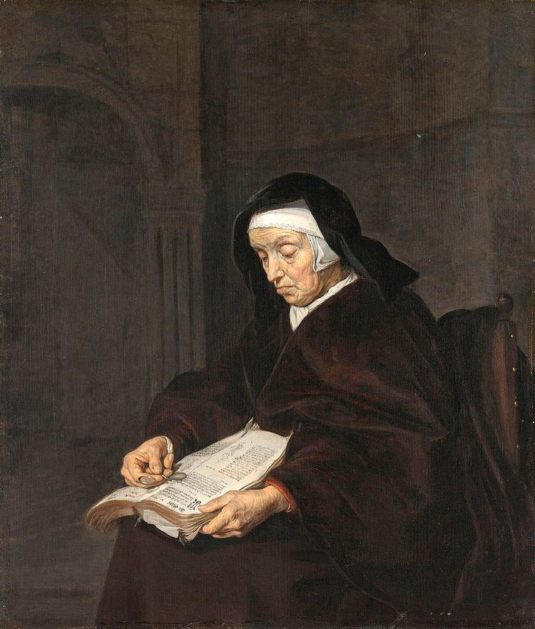 Old Woman Meditating - Gabriel Metsu