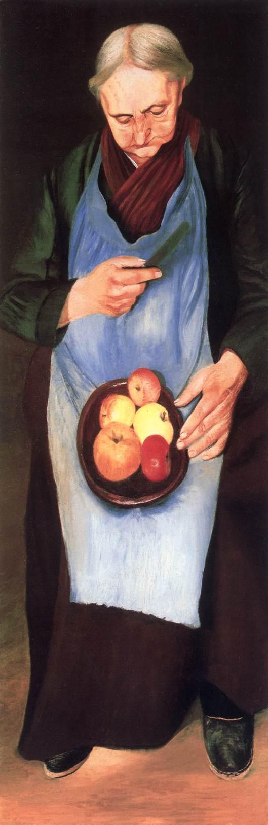Old Woman Peeling an Apple by Tivadar Kosztka Csontvary, hand-painted photography oil painting reproduction on canvas
