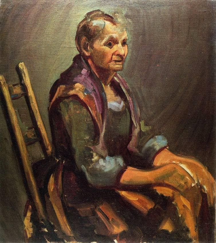 Old Woman by George Luks — hand-painted portrait oil painting reproduction on canvas