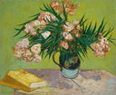 Oleanders and Books by Vincent van Gogh — hand-painted botanical oil painting reproduction on canvas