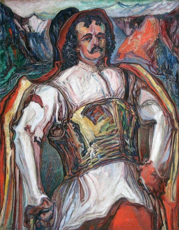 Dovbush, the ruler of the mountains by Oleksa Novakivskyi — hand-painted portrait oil painting reproduction on canvas