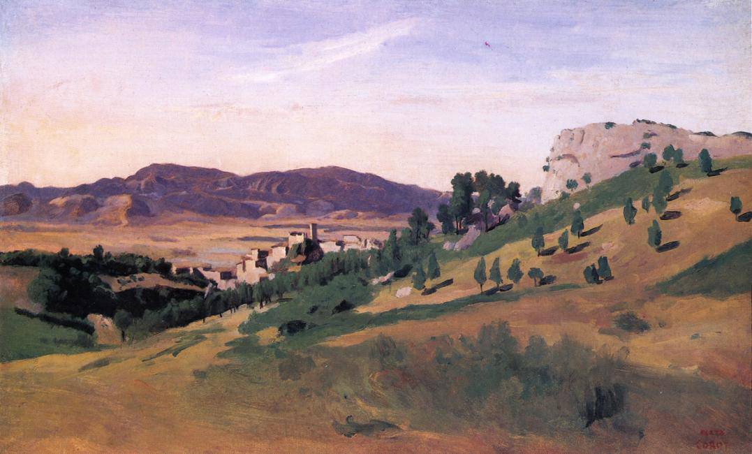 Olevano, the Town and the Rocks - Camille Corot