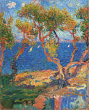 Olive Trees by the Sea by Henri Martin — seascapes oil painting wall art, Divisionism
