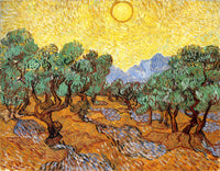 Olive Trees with Yellow Sky and Sun by Vincent van Gogh — hand-painted botanical oil painting reproduction on canvas