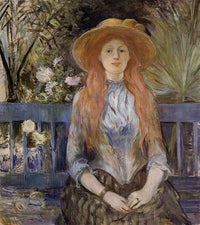 On a Bench by Berthe Morisot — hand-painted portrait oil painting reproduction on canvas