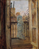 On the balcony by Anton Romako — hand-painted portrait oil painting reproduction on canvas