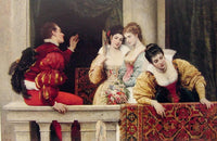 On the balcony by Eugene de Blaas — hand-painted architectural oil painting reproduction on canvas