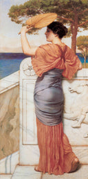 On the Balcony by John William Godward, male oil painting wall art, Neoclassicism