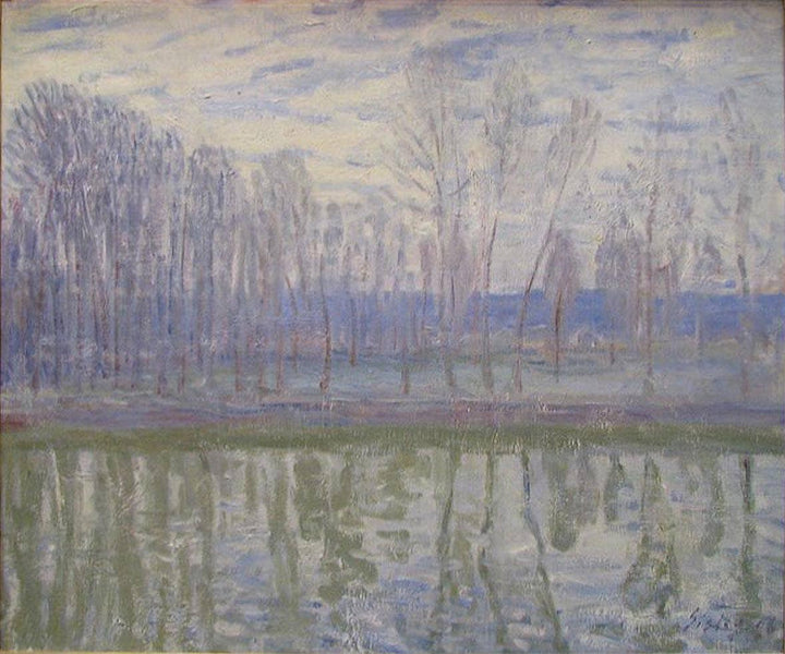 On the Banks of the River Loing by Alfred Sisley — hand-painted botanical oil painting reproduction on canvas