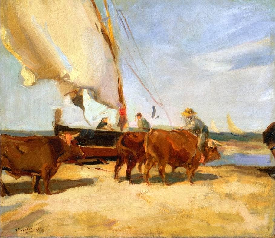On the Beach at Valencia by Joaquín Sorolla — hand-painted animal oil painting reproduction on canvas