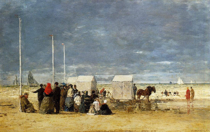 On the Beach by Eugene Boudin — hand-painted landscape oil painting reproduction on canvas