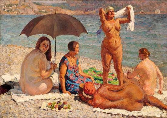 On the beach. Gurzuf by Ilya Mashkov — hand-painted cultural oil painting reproduction on canvas