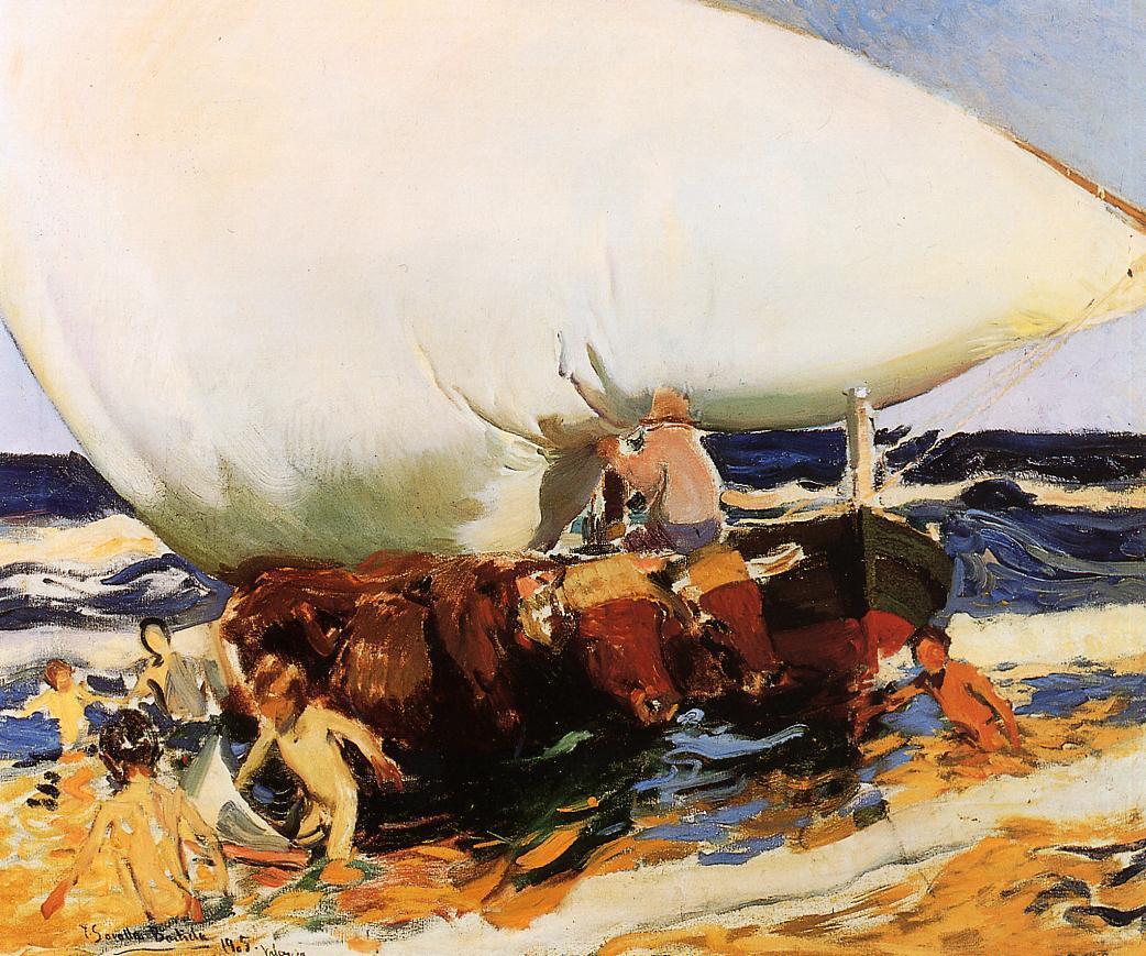 On the Beach, Valencia by Joaquín Sorolla — hand-painted landscape oil painting reproduction on canvas