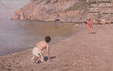 On the beach by Vincenzo Caprile — beach oil painting wall art, Realism