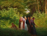 On the Church Path In the Forest by Jørgen Sonne — hand-painted landscape oil painting reproduction on canvas
