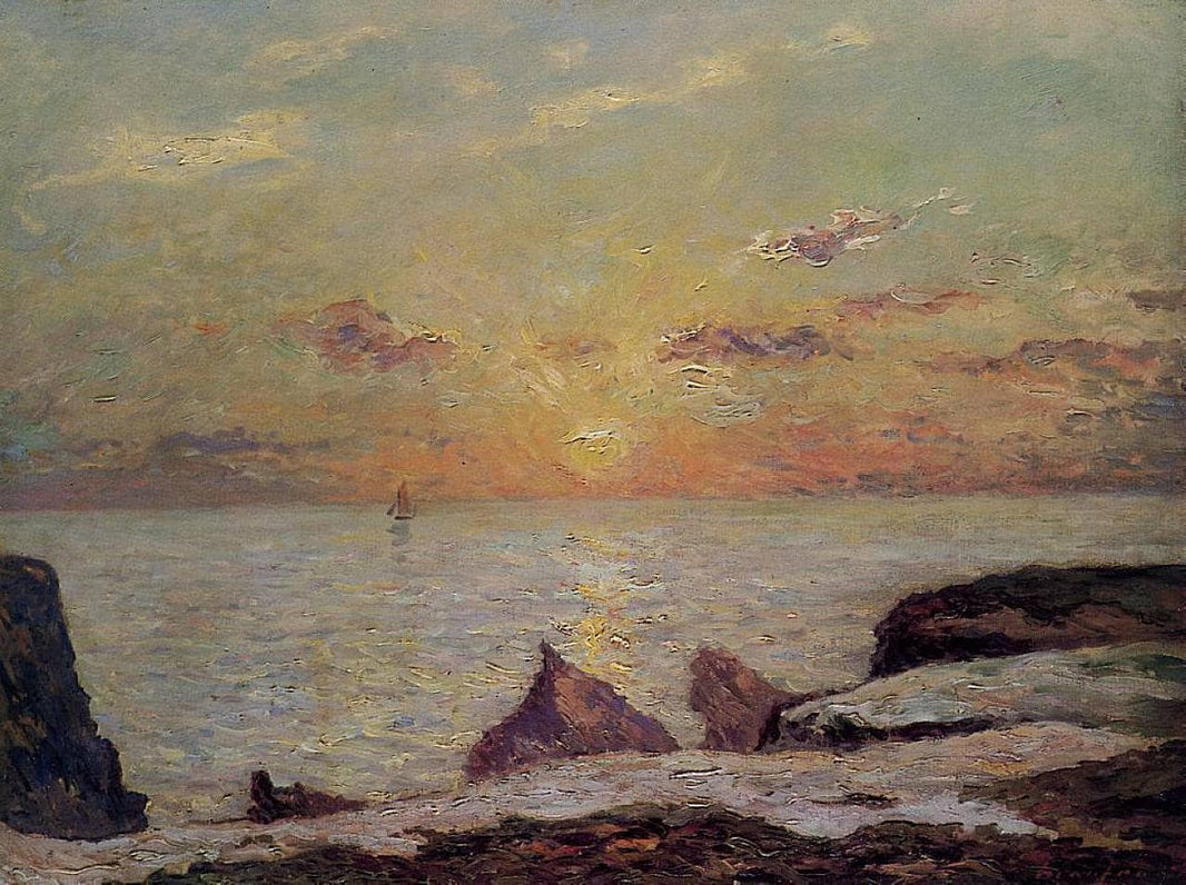 On the Cliffs of Belle Isle on Mer by Maxime Maufra — hand-painted landscape oil painting reproduction on canvas