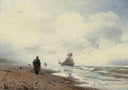 On the coast by Andreas Achenbach — seascapes oil painting wall art, Romanticism