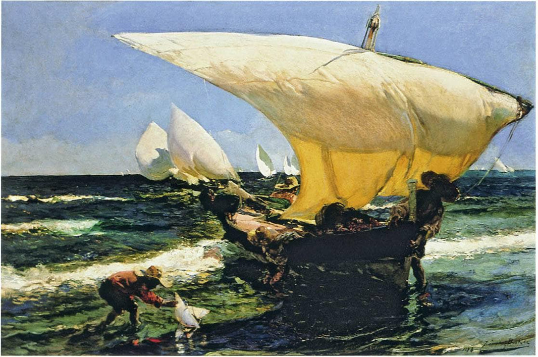 On the Coast of Valencia by Joaquín Sorolla — hand-painted nautical oil painting reproduction on canvas
