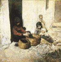 On the front door by Romualdo Locatelli — hand-painted portrait oil painting reproduction on canvas