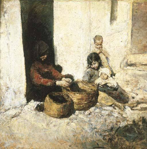 On the front door by Romualdo Locatelli — hand-painted portrait oil painting reproduction on canvas