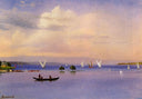 On the Lake by Albert Bierstadt — hand-painted landscape oil painting reproduction on canvas
