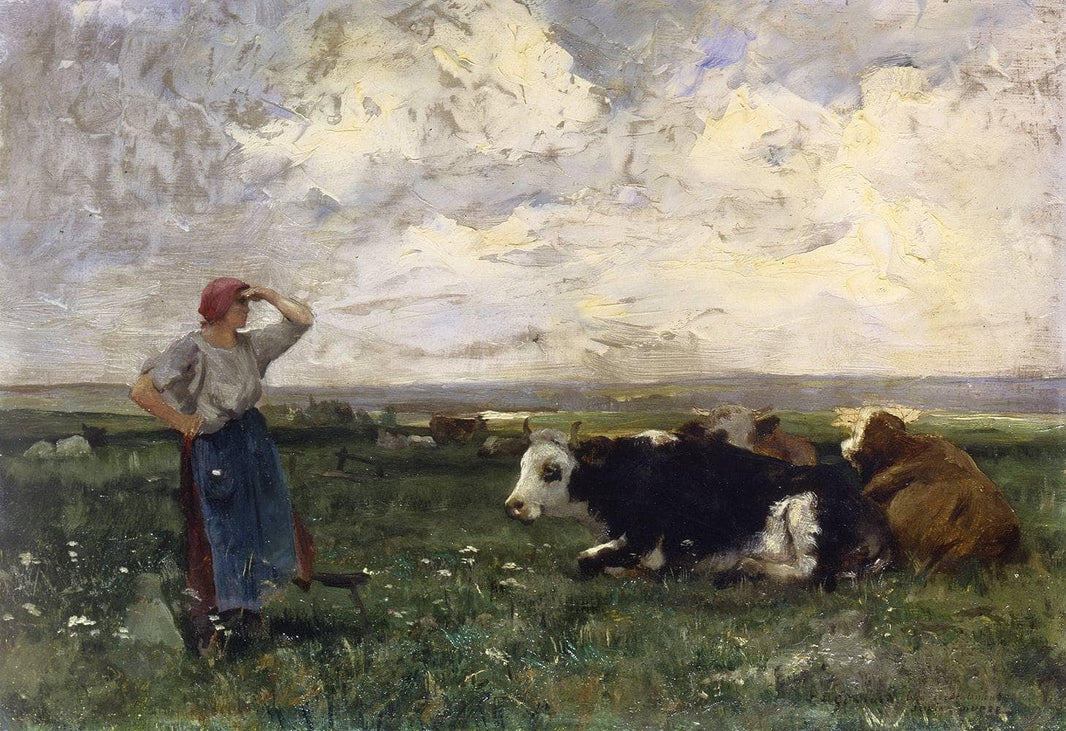 On the Lookout by Julien Dupré — hand-painted landscape oil painting reproduction on canvas