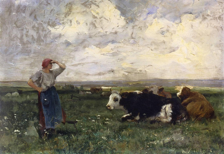 On the Lookout by Julien Dupré — hand-painted landscape oil painting reproduction on canvas