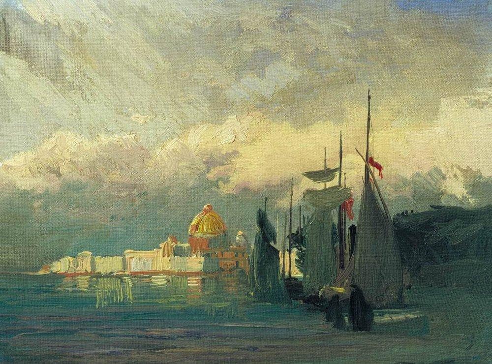 On the Neva by Fyodor Vasilyev — hand-painted landscape oil painting reproduction on canvas