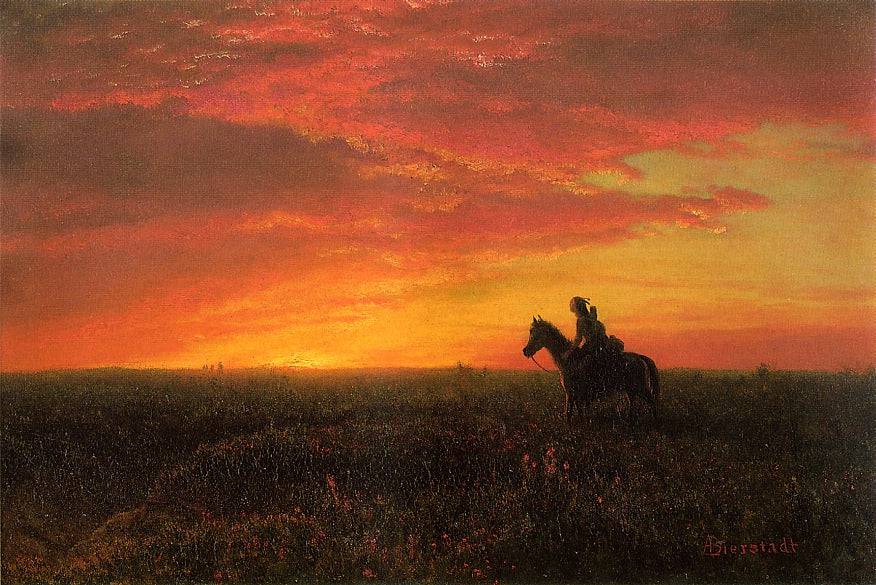 On the Plains, Sunset - Albert Bierstadt