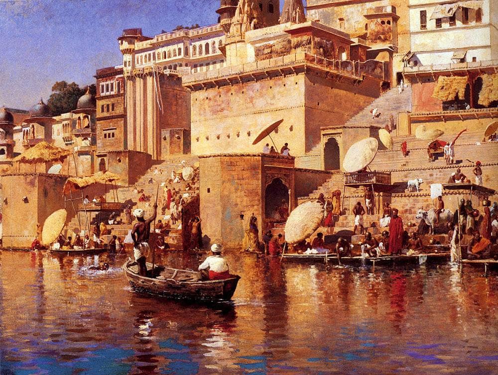 On The River Benares by Edwin Lord Weeks — hand-painted landscape oil painting reproduction on canvas