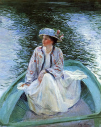 On the River's Edge by Guy Rose — hand-painted landscape oil painting reproduction on canvas