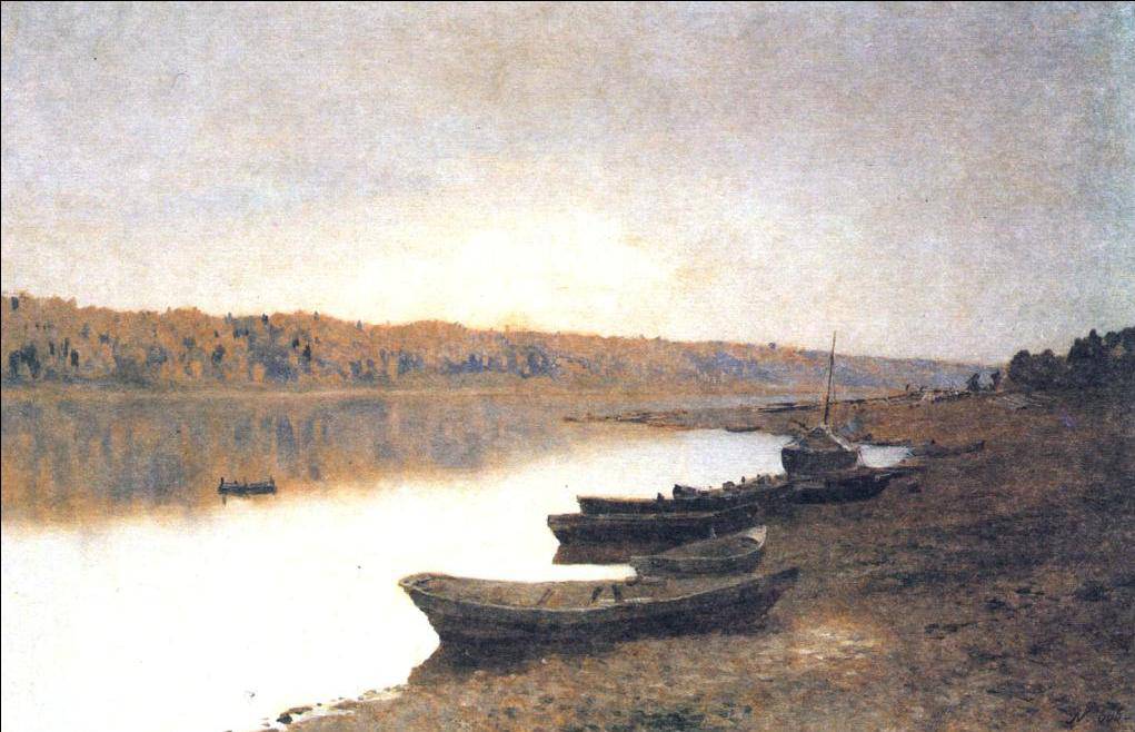 On the river Volga by Isaac Levitan — hand-painted landscape oil painting reproduction on canvas