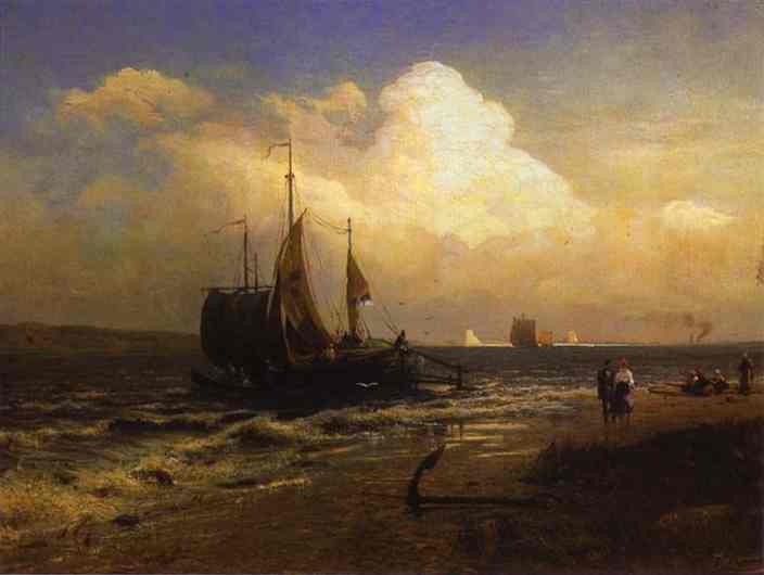 On the River. Windy Day by Fyodor Vasilyev — hand-painted landscape oil painting reproduction on canvas