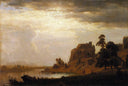 On the Sweetwater Near the Devil's Gate, Nebraska by Albert Bierstadt — seascapes oil painting wall art, Luminism